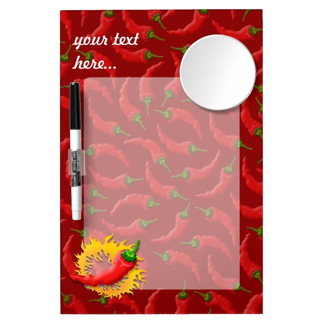 Pepper with flame dry erase board with mirror (Front)