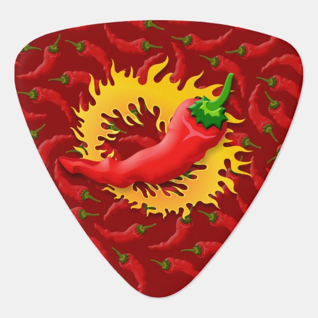 Pepper with Flame Guitar Pick (Front)