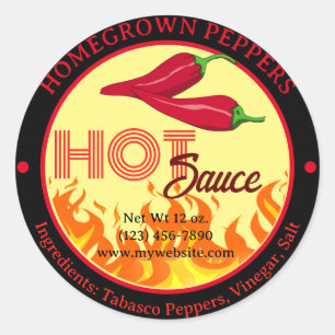 Pepper with Flame Label Sticker