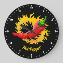 Pepper with flame large clock