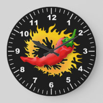 Pepper with flame large clock