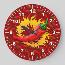Pepper with Flame Large Clock