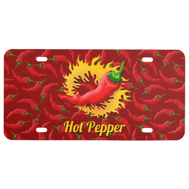 Pepper with Flame License Plate (Front)