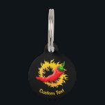 Pepper with Flame Pet ID Tag<br><div class="desc">Red chili pepper with circle of flame. Custom background color. Custom text on both sides.</div>