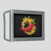 Pepper with flame rectangular belt buckle