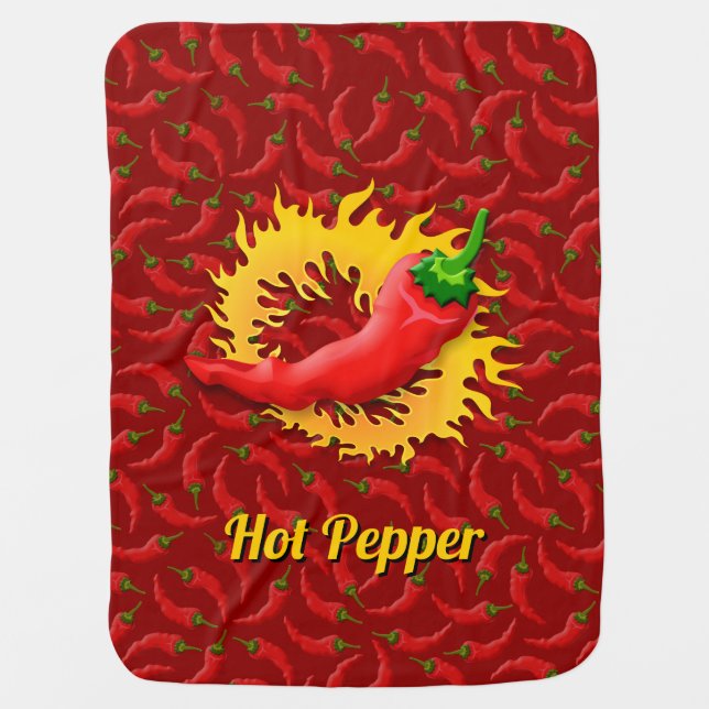 Pepper with Flame Swaddle Blanket (Front)