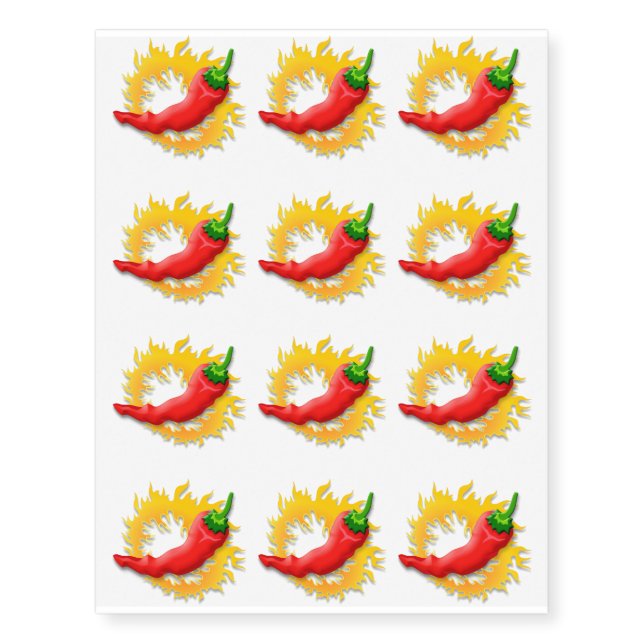 Pepper with flame temporary tattoos (Front)