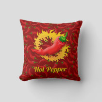 Pepper with Flame Throw Pillow