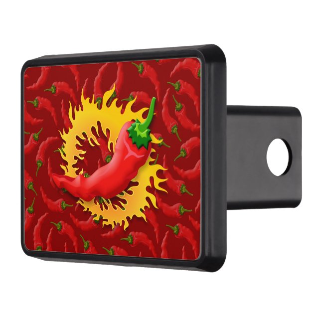 Pepper with Flame Trailer Hitch Cover (Left)