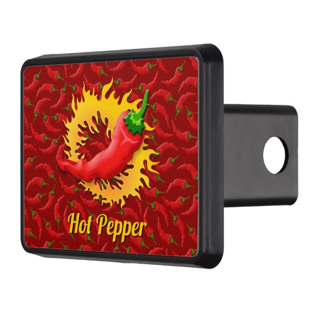 Pepper with Flame Trailer Hitch Cover (Left)