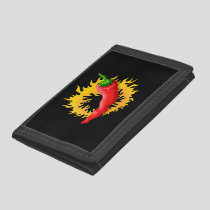 Pepper with flame tri-fold wallet
