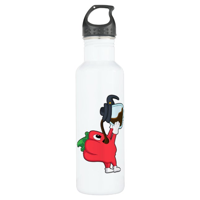 Pepper with Pot of Coffee Stainless Steel Water Bottle (Front)