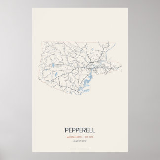 Pepperell Massachusetts Street Map Poster – Est. 1