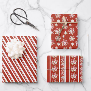 Peppermint and Snow Red and White Gift Wrap