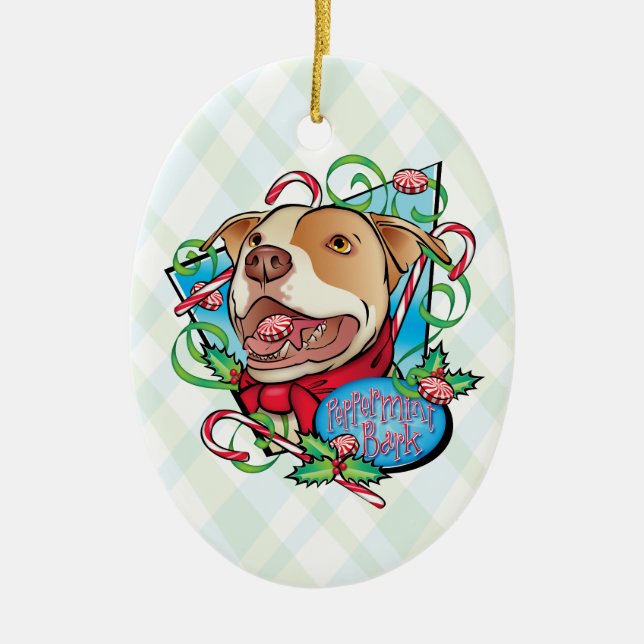 Peppermint Bark Ceramic Ornament (Front)
