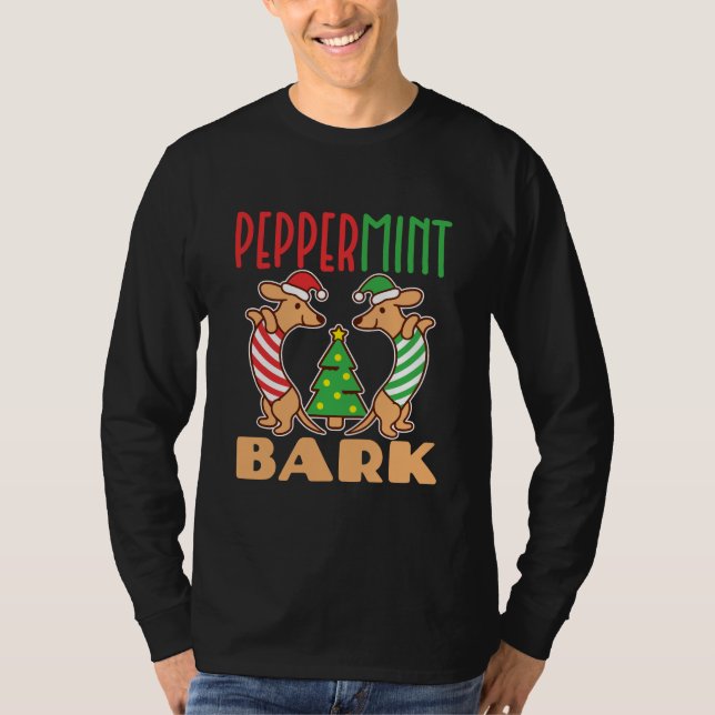 Peppermint Bark Christmas Dachshund Dog T-Shirt (Front)