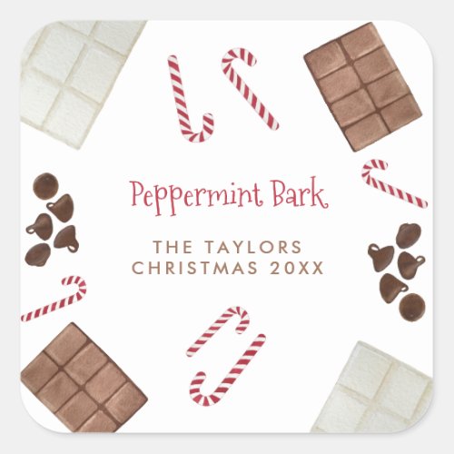 Peppermint Bark Recipe Kit Holiday Gift Square Sticker