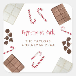 Peppermint Bark Recipe Kit Holiday Gift Square Sticker
