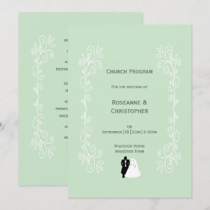Peppermint Bride And Groom Scrollwork Wedding Program
