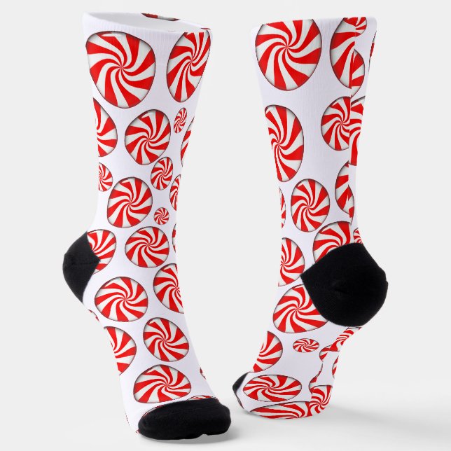 Peppermint Candies Christmas Socks (Angled)