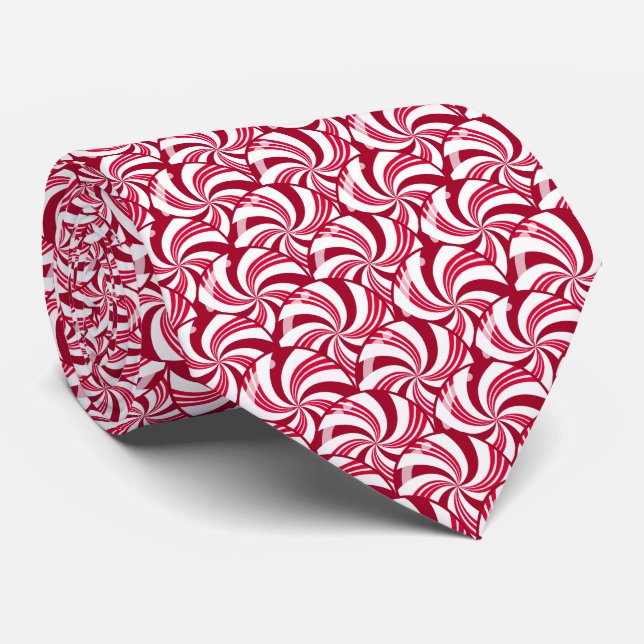 Peppermint Candies Scales Red - Christmas Pattern Neck Tie (Rolled)