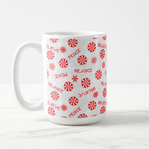Peppermint candy and inspirational words coffee mug