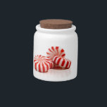 Peppermint Candy Candy Jar<br><div class="desc">White Porcelain candy jar with an image, on both sides, of three pieces of peppermint candy. See matching Melamine plate and paper plate. See the entire Christmas Candy Jar collection in the HOLIDAYS section.</div>