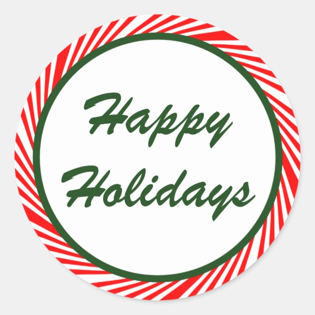 Peppermint Candy Cane Border Holiday Stickers (Front)