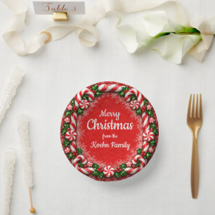 Peppermint Candy Cane Christmas Paper Bowls