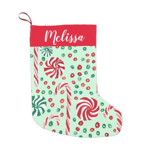 Peppermint Candy Cane Christmas Sweets CUSTOM Small Christmas Stocking