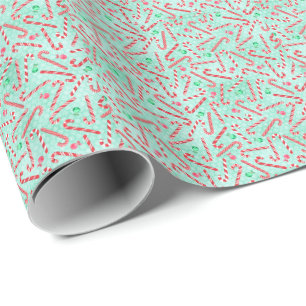 Peppermint Candy Cane Christmas Wrapping Paper