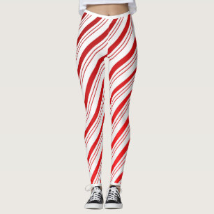 red and white striped leggings women's