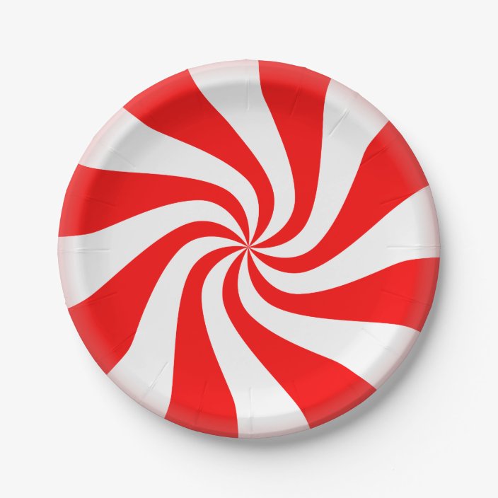 Peppermint Candy cane Pattern Paper Plate