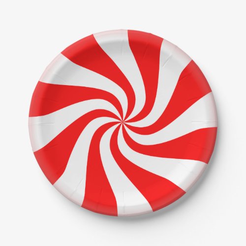 Peppermint Candy cane Pattern Paper Plates