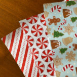 Peppermint Candy Cane Stripe Christmas Cookies Wrapping Paper Sheets<br><div class="desc">Celebrate Christmas in style with these festive hand drawn peppermint candies,  and christmas cookies</div>