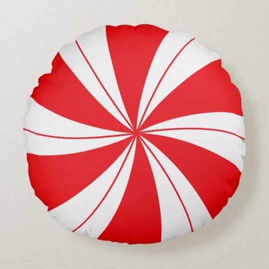 Peppermint Candy Cane Stripe Round Pillow | Zazzle.com