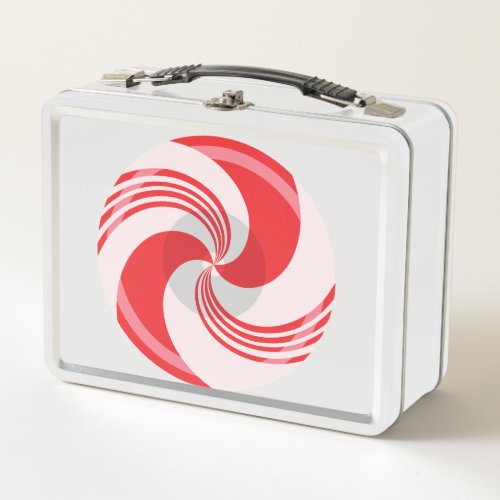 PeppermintCandy cane striped  Metal Lunch Box