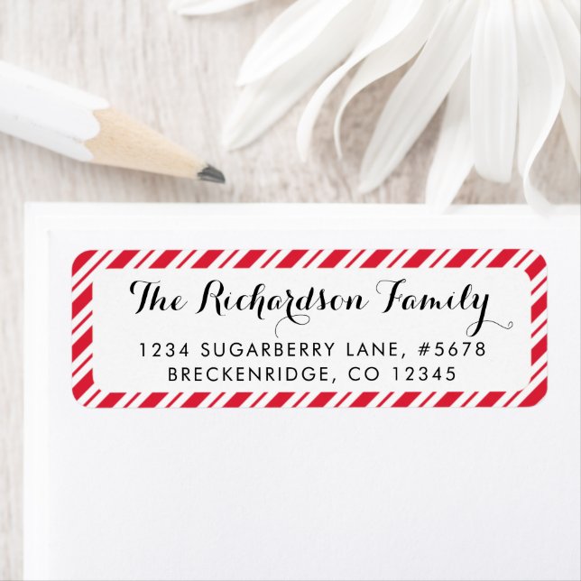 Peppermint Candy Cane Stripes Christmas Label (Insitu)