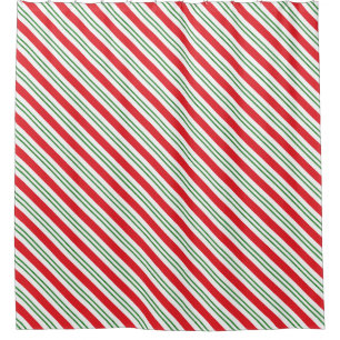 Peppermint Candy Cane Stripes Pattern (red/green) Shower Curtain