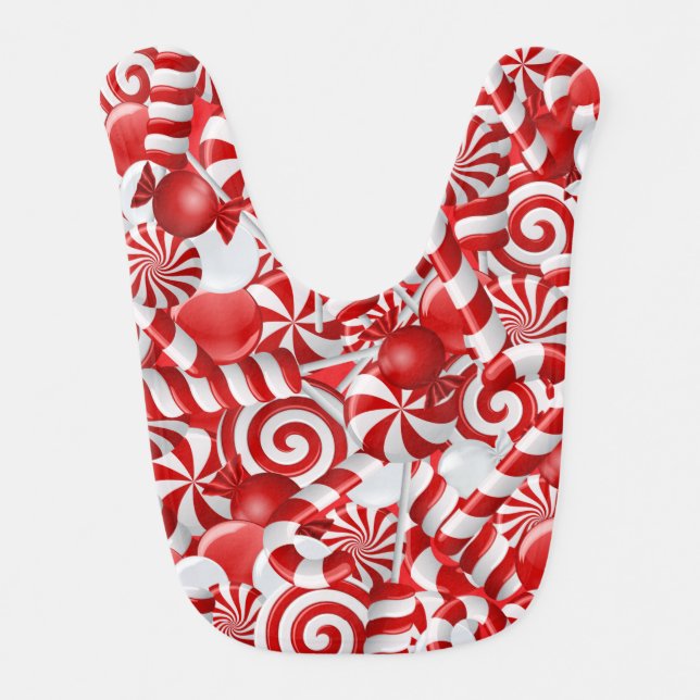 Peppermint Candy Canes Baby Bib (Front)