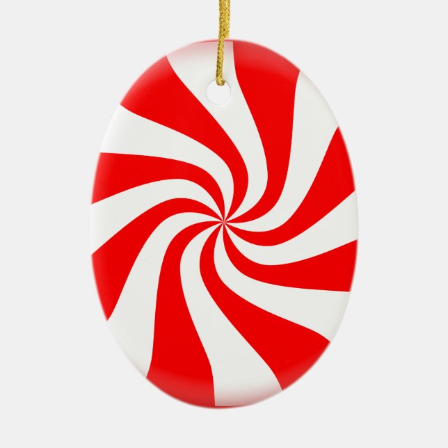 Peppermint Candy Ceramic Ornament (Front)