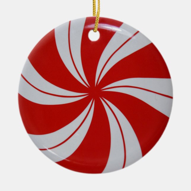 Peppermint Candy Ceramic Ornament (Front)