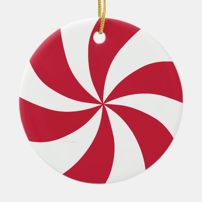 Peppermint Candy Ceramic Ornament (Front)