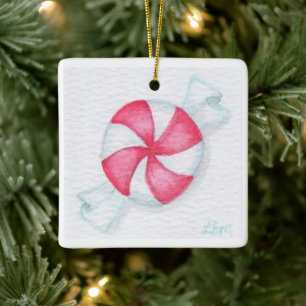 Peppermint Candy Ceramic Ornament