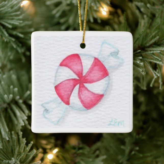 Peppermint Candy Ceramic Ornament (Tree)