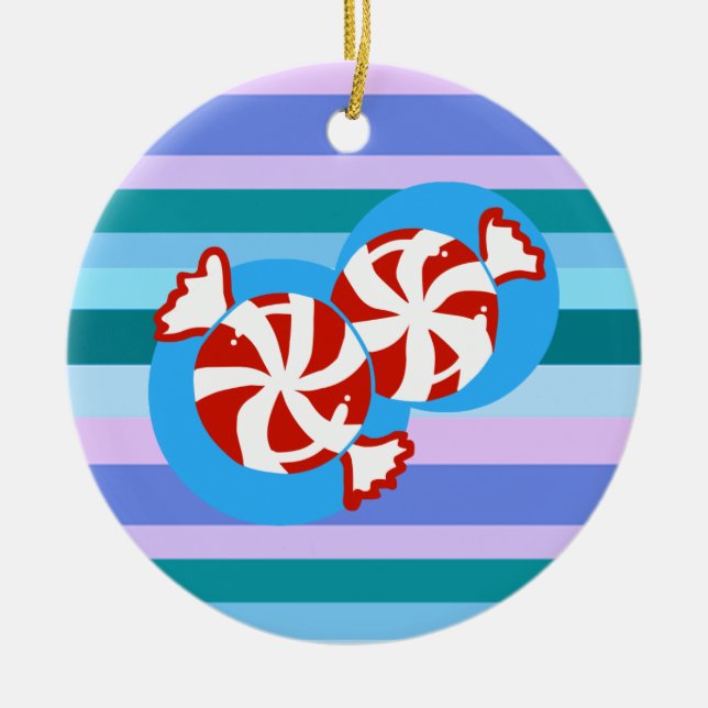 Peppermint Candy Ceramic Ornament (Front)
