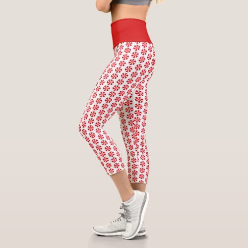 Peppermint Candy Christmas Capri Leggings