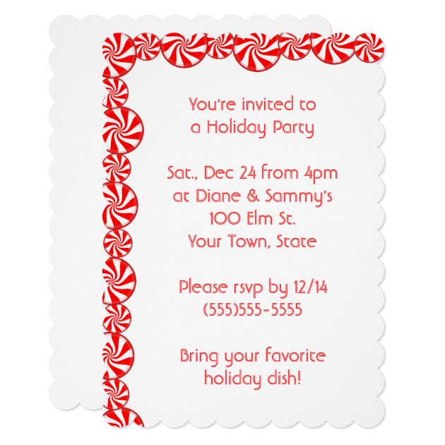 Peppermint Candy Christmas Holiday Party Invitation