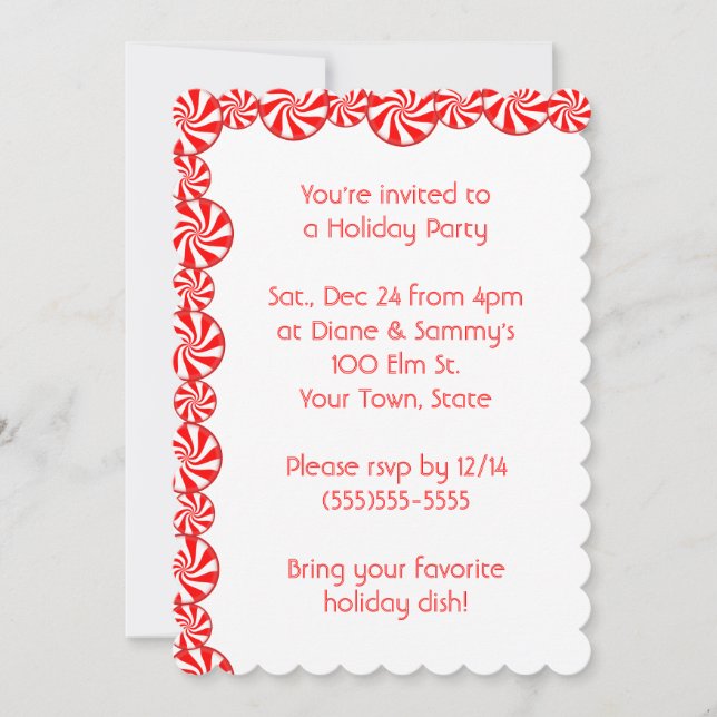Peppermint Candy Christmas Holiday Party Invitation (Front)