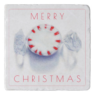PEPPERMINT CANDY CHRISTMAS Marble Stone Trivet